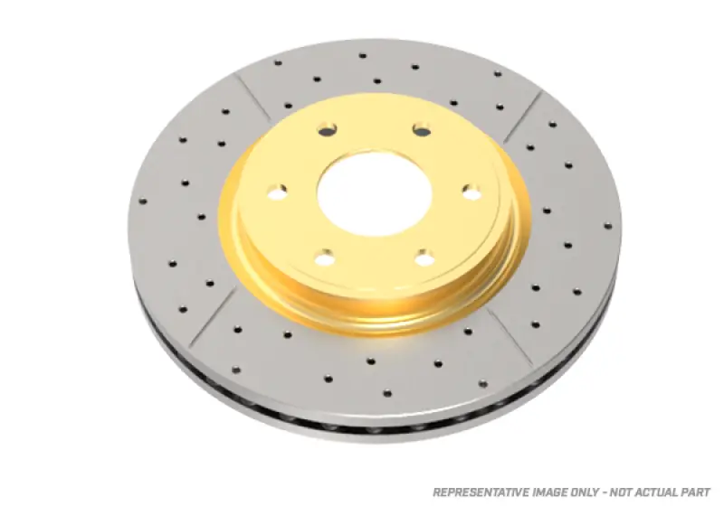 Dba 93-95 Mazda Rx-7 Front Street Series Drilled & Slotted Rotor W/Gold Hat 1