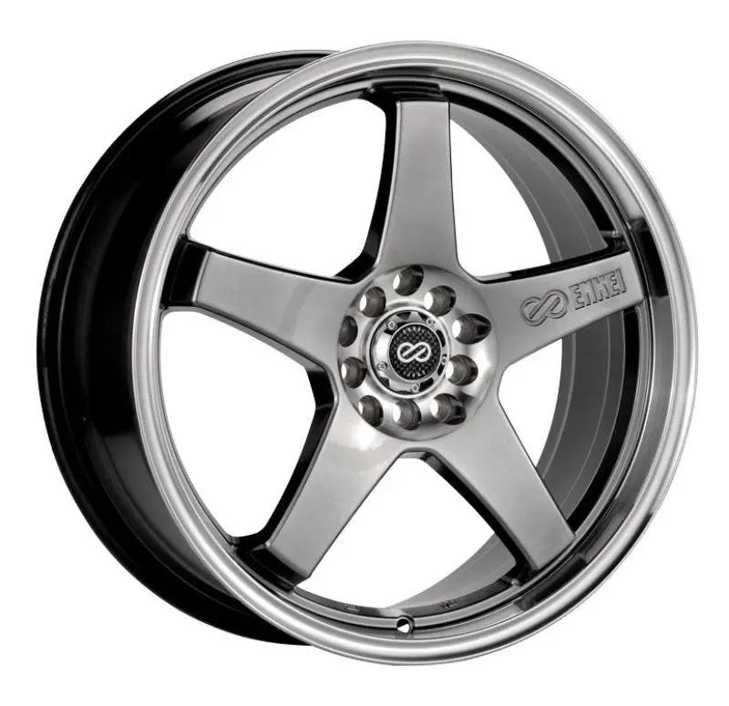 Enkei Ev5 17X7 5X100/114.3 45Mm Offset 72.6 Bolt Diameter Hyper Black W/ Machined Lip Wheel 1