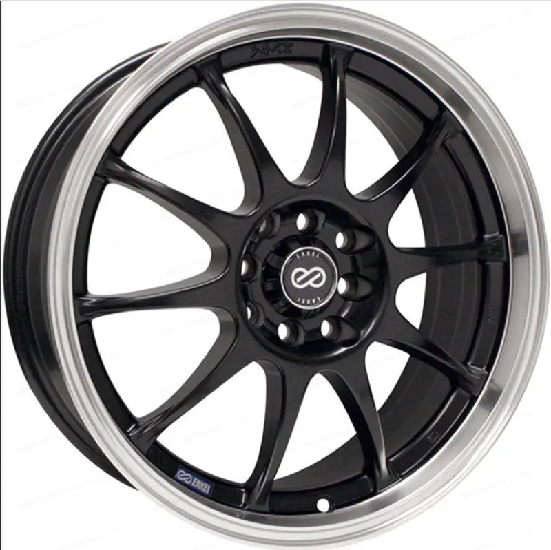 Enkei J10 17X7 5X100/114.3 38Mm Offset Dia Matte Black W/ Machined Lip Wheel 1