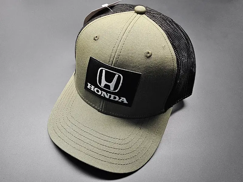 Honda Army Green Trucker Hat W/ Black Mesh 1