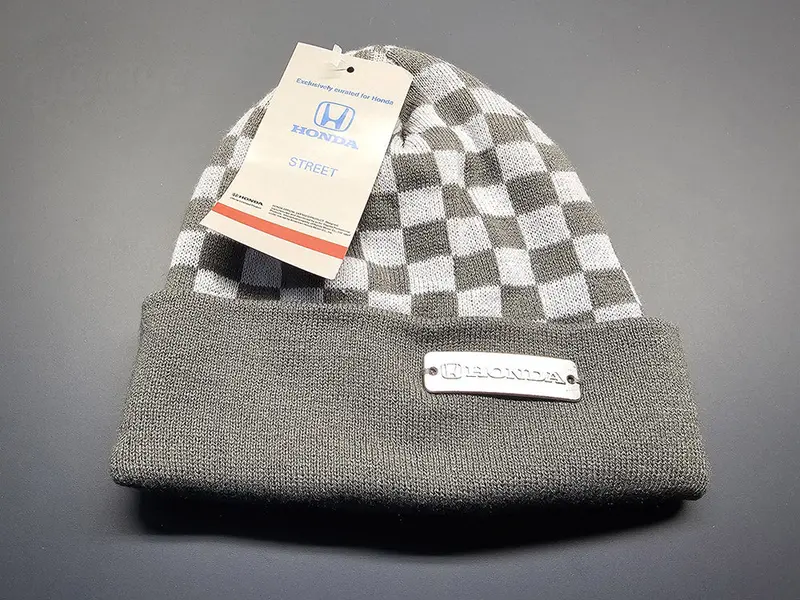 Honda White & Gray Knit Beanie W/ Honda Logo Plate 1