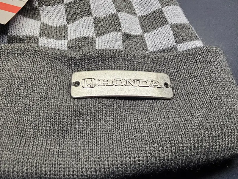 Honda White & Gray Knit Beanie W/ Honda Logo Plate 2