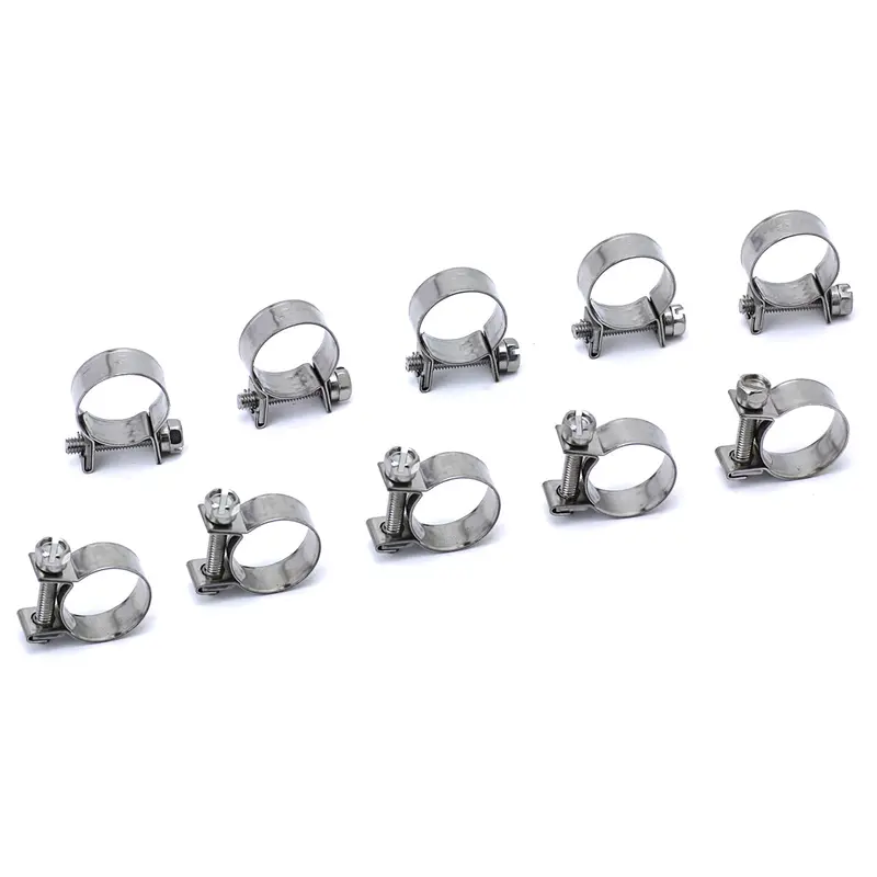 Hps #13 Stainless Steel 1/4" Fuel Injection Hose Clamps 10Pc Pack (11Mm - 13Mm) 1