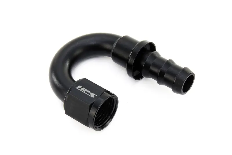 Hps Performance 180 Degree -10 Push-On Hose End To An Female, Aluminum, Black 1