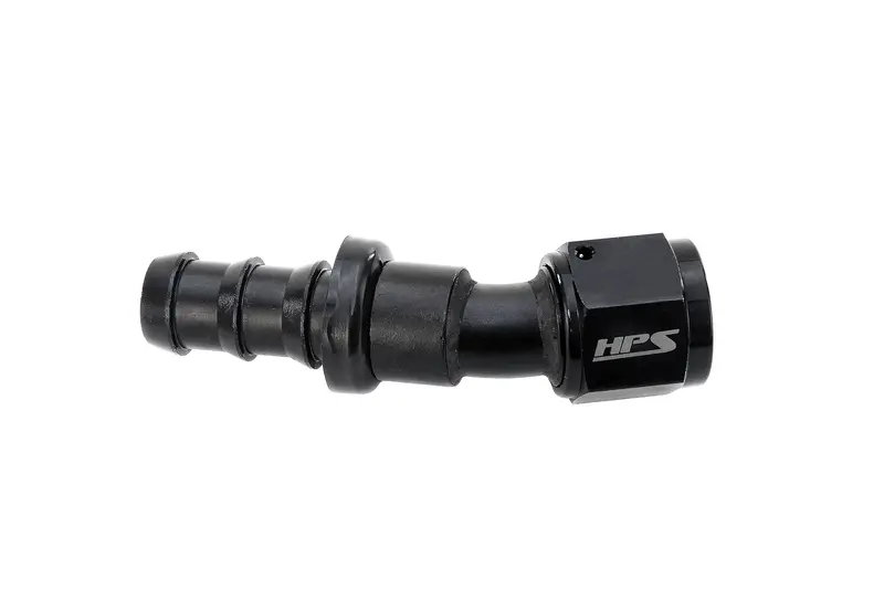 Hps Performance 30 Degree -8 Push-On Hose End To An Female, Aluminum, Black 1