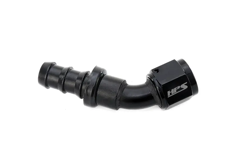 Hps Performance 45 Degree -6 Push-On Hose End To An Female, Aluminum, Black 1