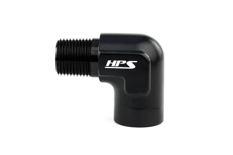 Hps Performance 90 Degree 1/2'' Npt Male To Female Adapter, Aluminum, Black 1