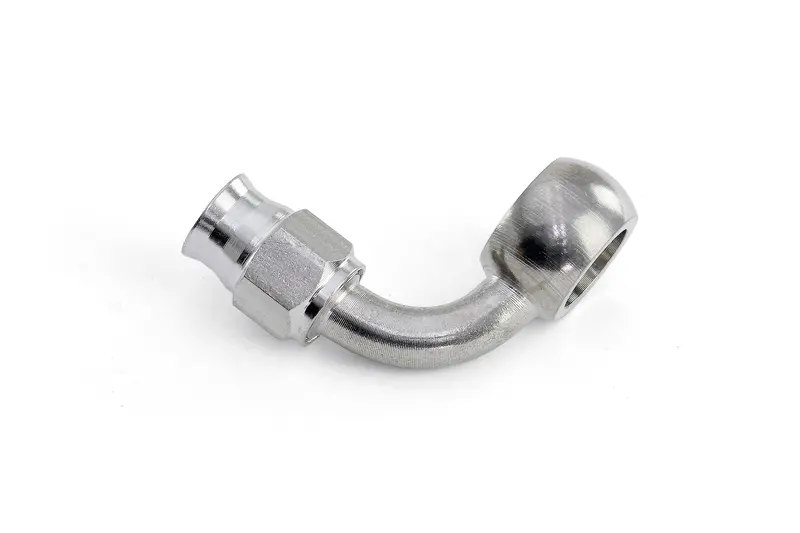 Hps Performance 90 Degree -3 Compression Teflon Hose End To An Female With 10Mm Banjo For Ptfe Hose, Stainless Steel 1