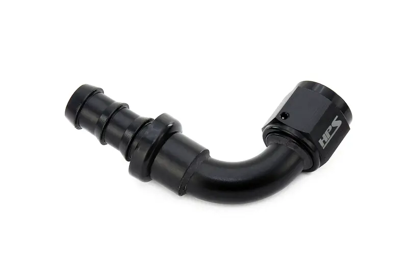 Hps Performance 90 Degree -4 Push-On Hose End To An Female, Aluminum, Black 1