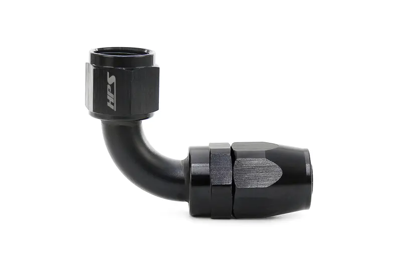 Hps Performance 90 Degree -8 Compression Double Swivel Hose End To An Female, Aluminum, Black 1