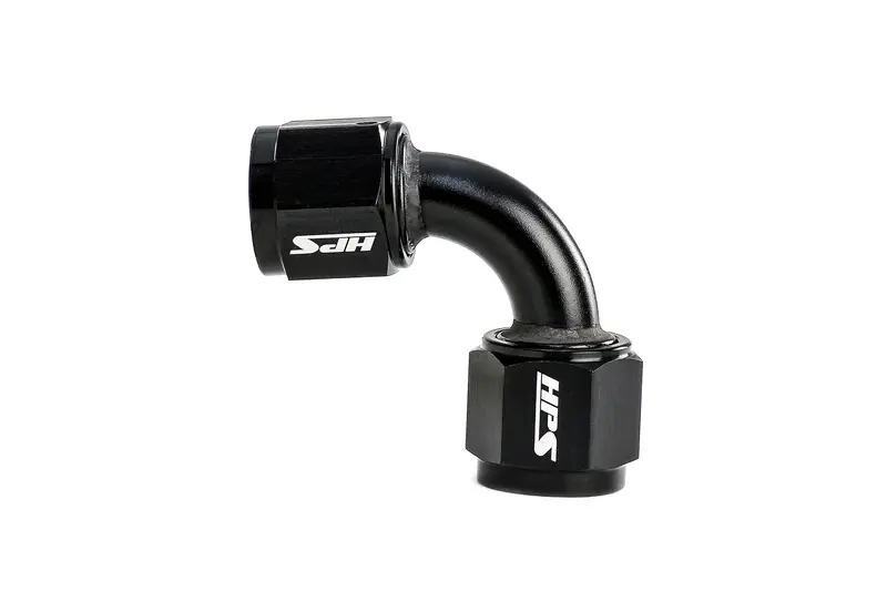Hps Performance 90 Degree An -6 Female To Female Swivel Coupling Adapter, Aluminum, Black 1