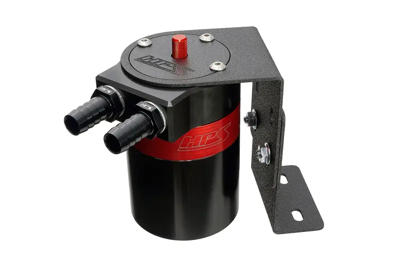 Hps Performance Aluminum Oil Catch Can Kit With 3/8" Barb Adapters And Rubber Hoses, 861-501 1