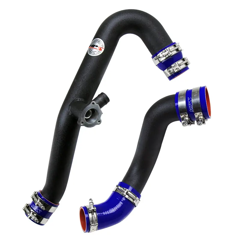 Hps Performance Intercooler Charge Pipe Kit (Cold And Hot Side) With Blue Boots, Black, 17-102Wb 1