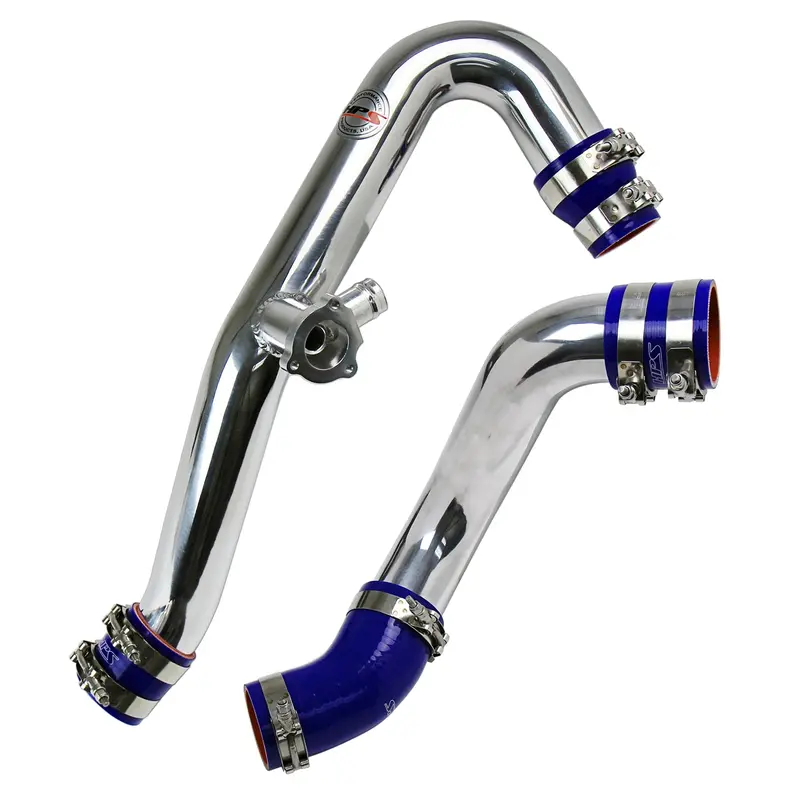 Hps Performance Intercooler Charge Pipe Kit (Cold And Hot Side) With Blue Boots, Polished, 17-102P 1