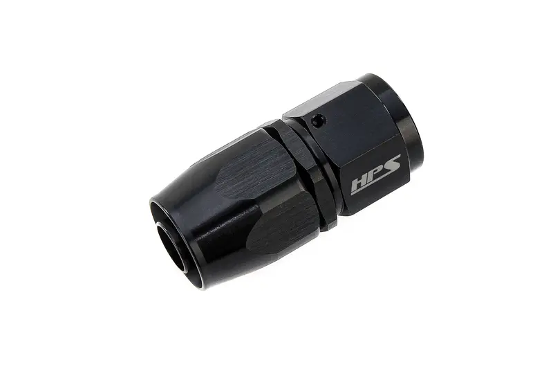 Hps Performance Straight -8 Compression Double Swivel Hose End To An Female, Aluminum, Black 1