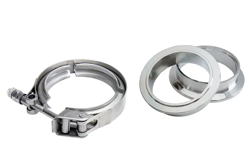 Hps Stainless Steel 4-1/2" V Band Clamp Kit, Stainless Steel Flanges, Quick Release 2