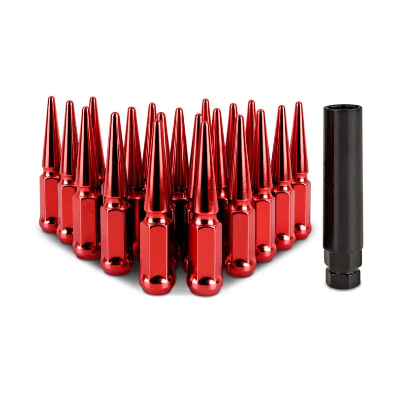 Mishimoto Steel Spiked Lug Nuts M12x1.5 20Pc Set - Red 1