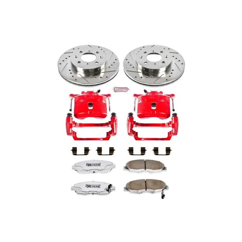 Power Stop 01-05 Honda Civic Front Z26 Street Warrior Brake Kit W/Calipers 1