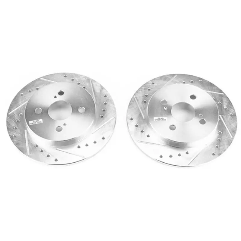 Power Stop 12-18 Toyota Yaris Rear Evolution Drilled & Slotted Rotors - Pair 1