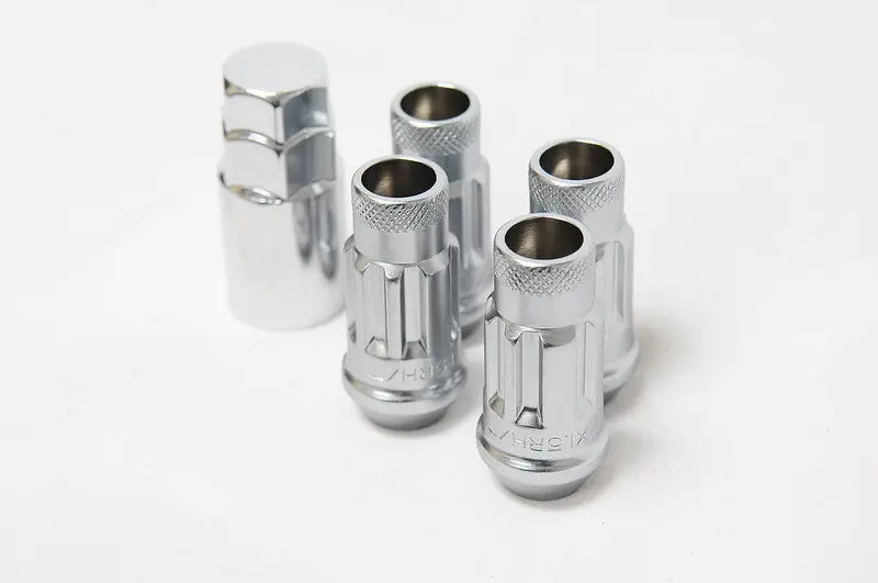 Wheel Mate 14X1.50 Monster Lug Satin Silver Locking Lug Nut  - Set Of 4 1
