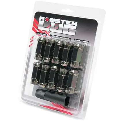 Wheel Mate Monster Open End Lug Nut Set Of 20 - Black Chrome 14X1.50 1