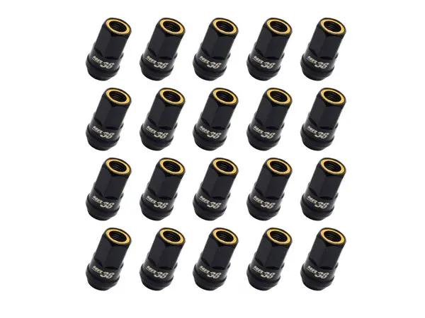 Wheel Mate Muteki Hr38 Open End Lug Nuts 12X1.25 Black Chrome / Yellow Ring 1