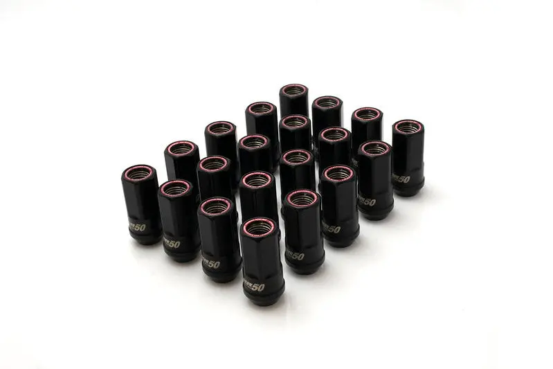 Wheel Mate Muteki Hr50 Open End Lug Nuts - Black W/ Red Ring 14X1.50 1