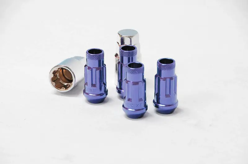 Wheel Mate Muteki Sr48 Open End Locking Lug Nut Set Of 4 - Burning Blue Neon 12X1.25 48Mm 1