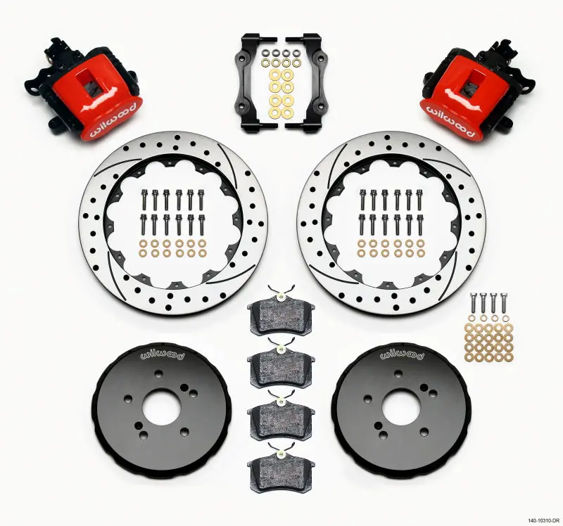 Wilwood Combination Parking Brake Rear Kit 12.88In Drilled Red Honda S2000 | 140-10310-Dr 1
