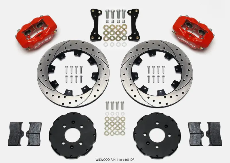 Wilwood Forged Dynalite Front Hat Kit 12.19In Drilled Red 94-01 Honda/Acura W/262Mm Disc | 140-6163-Dr 1