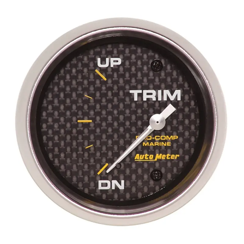 Autometer Marine Carbon Fiber Trim Level Gauge – 2-5/8-Inch Dial, Electric, 0–90 Ohm Range (0Ω = Down, 90Ω = Up) 1