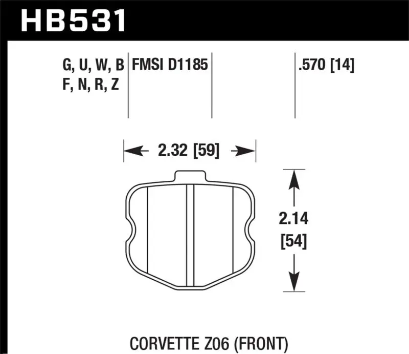 Hawk Performance Er-1 Front Brake Pads With Shims & Pins For 2008 Chevrolet Corvette Z06 (7.0L 427 Limited Edition) 1