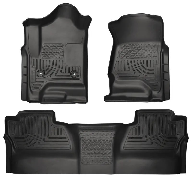 Husky Liners Weatherbeater Floor Mats For 2014 Chevrolet Silverado & Gmc Sierra – Front + Second Row, Black 1