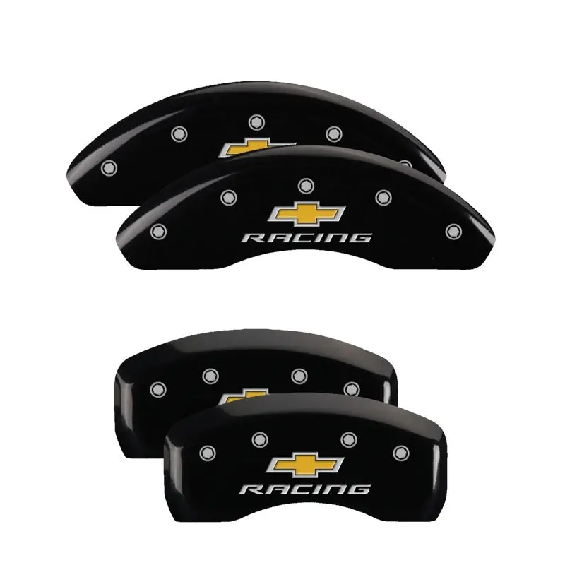 Mgp Engraved 4-Piston Caliper Covers For 2019 Chevrolet Malibu – Front & Rear, Black With Silver Accent 1