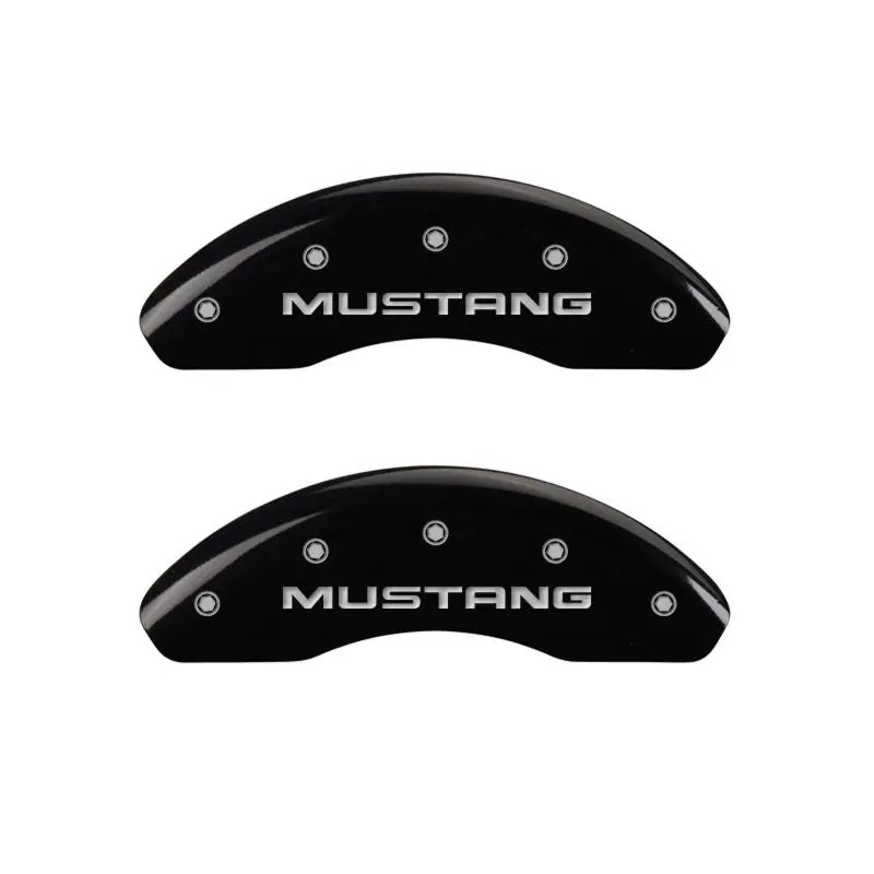 Mgp Engraved Caliper Covers — Front: Mustang Logo, Rear: Pony Emblem, Black Finish With Silver Accent 1