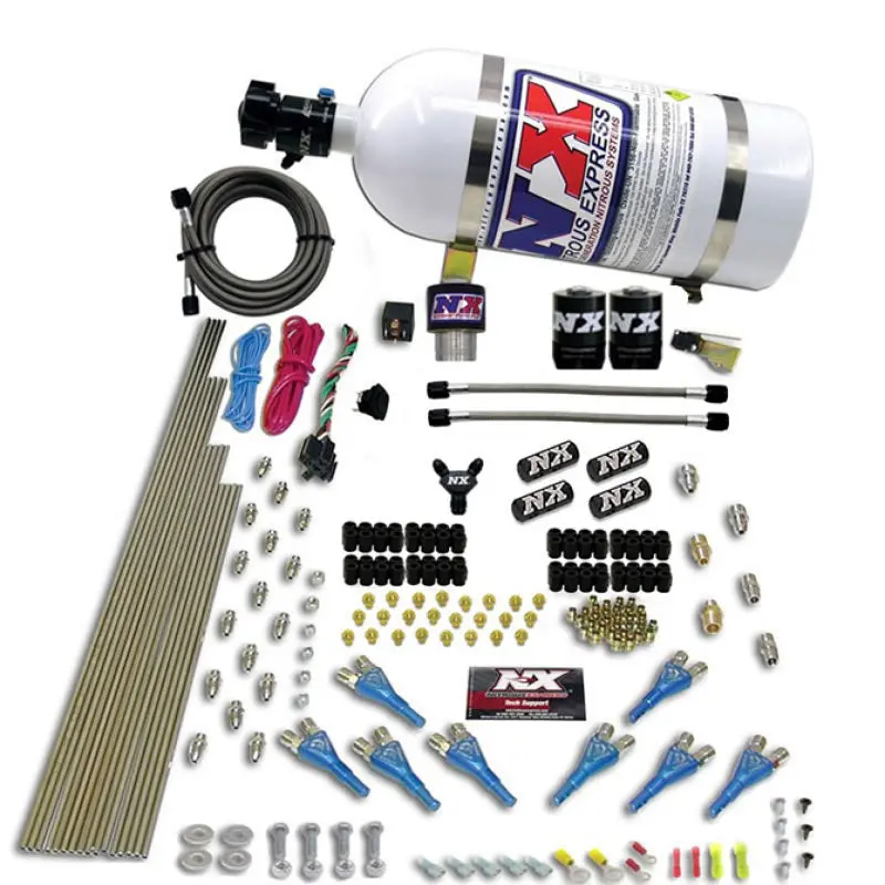 Nitrous Express Pro-Shot Nitrous Kit – Dual-Fuel, 200–600 Hp, Supershark Solenoid, Includes 10-Lb Bottle 1