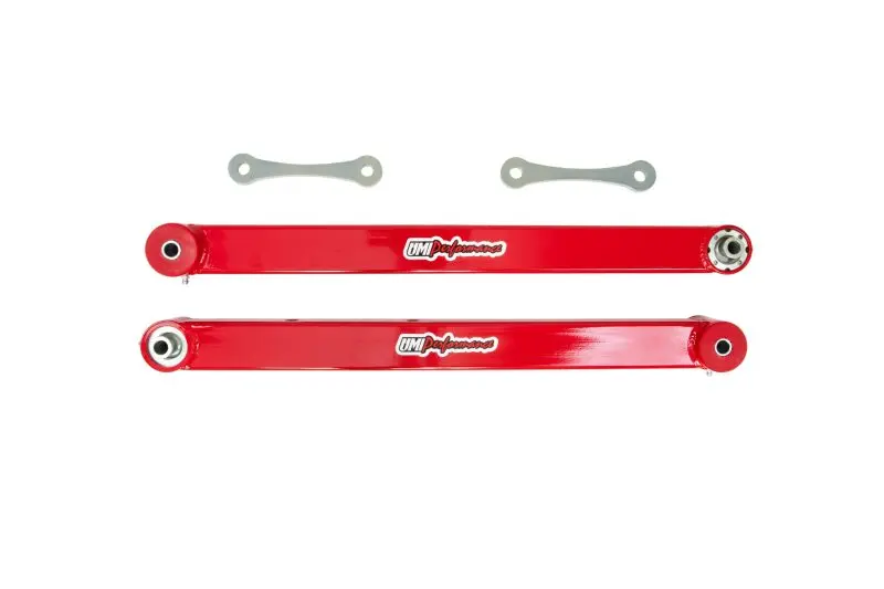 Umi Boxed Extended Lower Control Arms For 1978–1996 Gm B-Body – Polyurethane Bushings, Red Finish 1