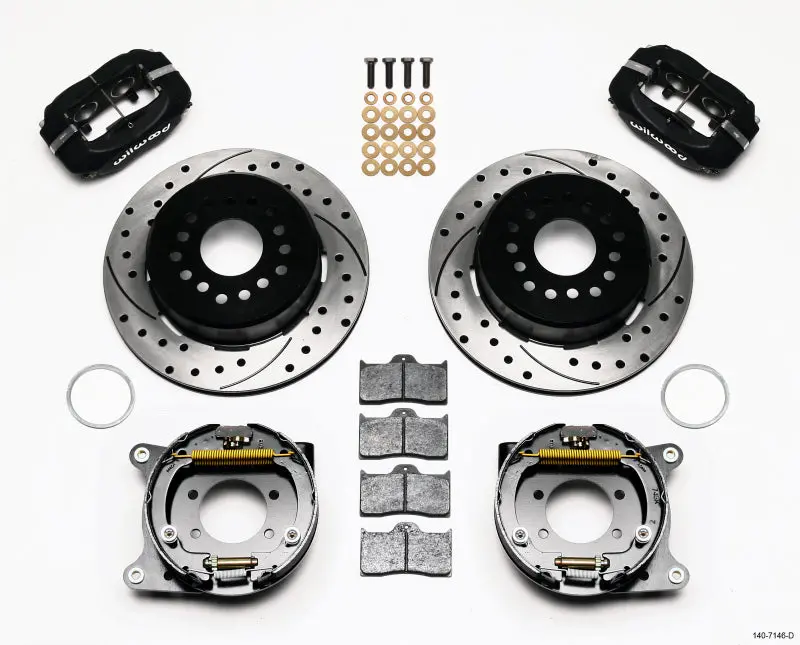 Wilwood Forged Dynalite Parking Brake Kit – Drilled Ford 8.8 Axle W/ 2.5-Inch Offset & 5-Lug Pattern 1