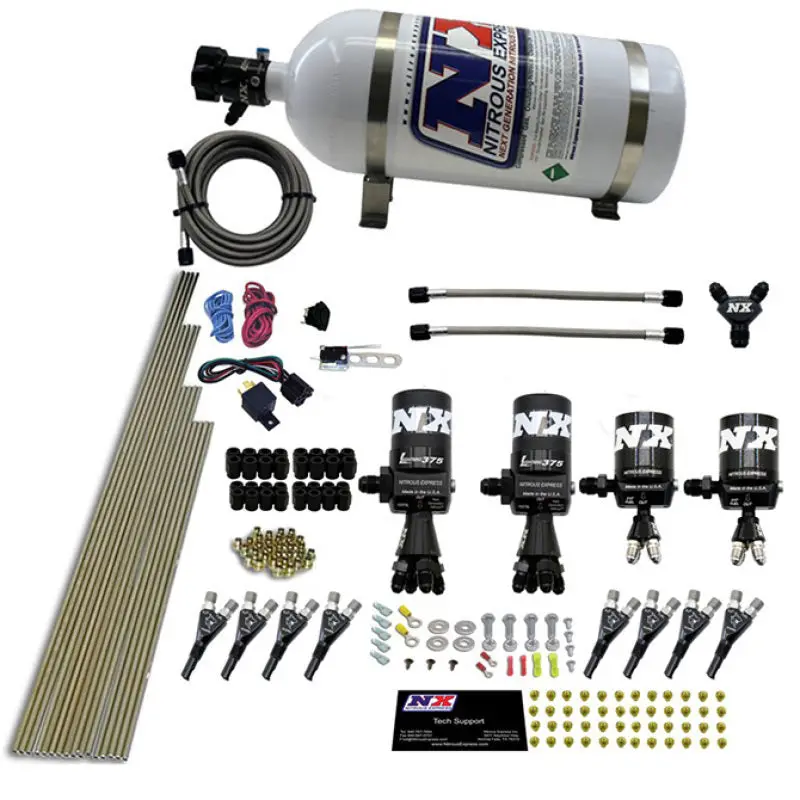 Nitrous Express 8 Cyl Shark Direct Port 4 Solenoids Nitrous Kit (200-600Hp) W/10Lb Bottle 1